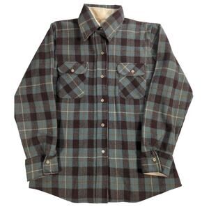 VTG Coming Attractions Wool Blend Flannel Shirt Jacket Mens L Plaid Lined Work